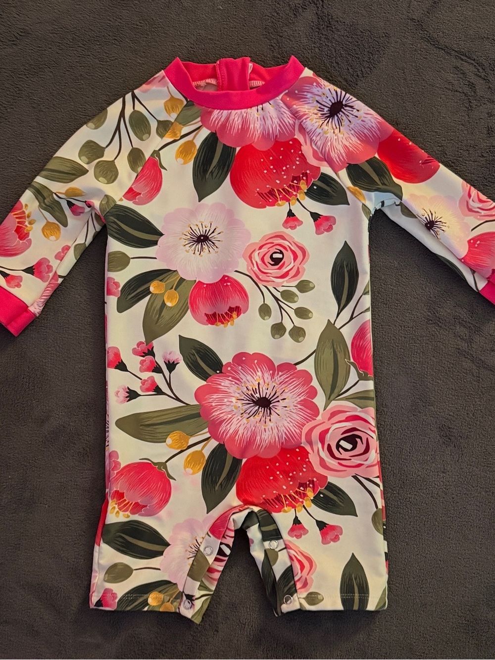 Kids Floral Long-Sleeve Rash Guard Swimsuit - Pink